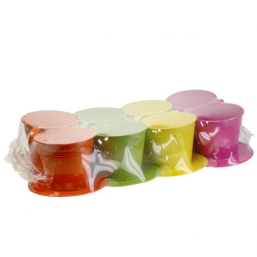 Floristik24 Copos de metal em cores sortidas Ø12cm Alt.10cm 8 unidades