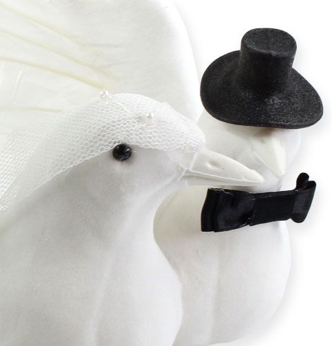 Itens Casal de noiva pássaro branco 32cm