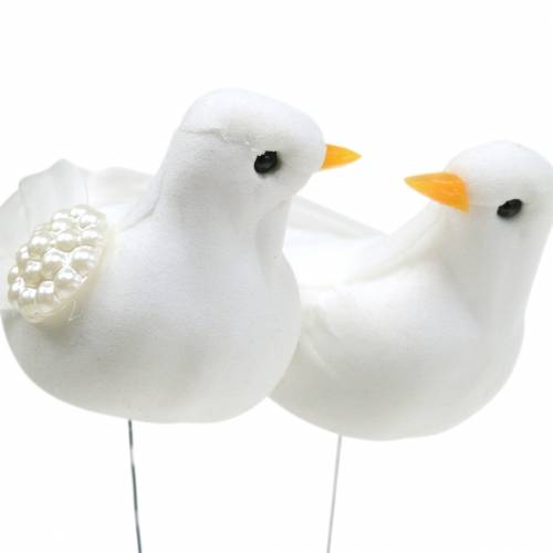 Floristik24 Par de pombos em fio branco 4-4,5 cm 6 pares