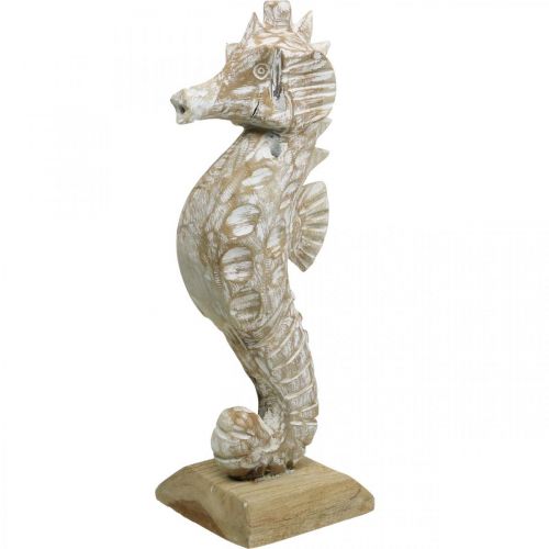 Seahorse Deco Decoração Marítima Madeira Branca Figura Deco H38cm