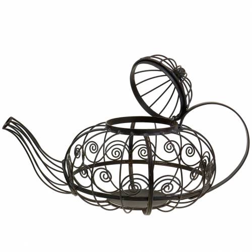 Floristik24 Plantador de bule decorativo metal castanho escuro Ø28cm H24cm