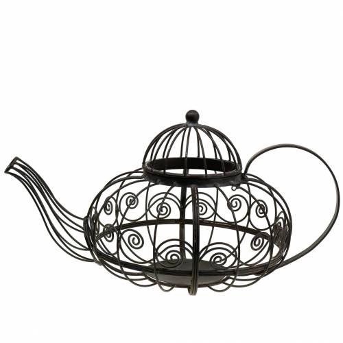 Floristik24 Plantador de bule decorativo metal castanho escuro Ø28cm H24cm
