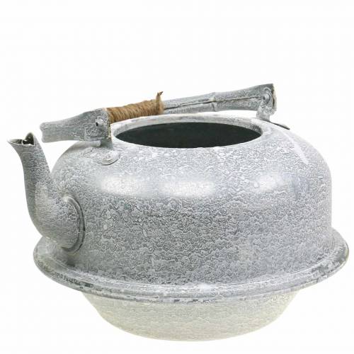Floristik24 Chaleira de plantador de chá cinza zinco, branco lavado Ø26cm A15cm