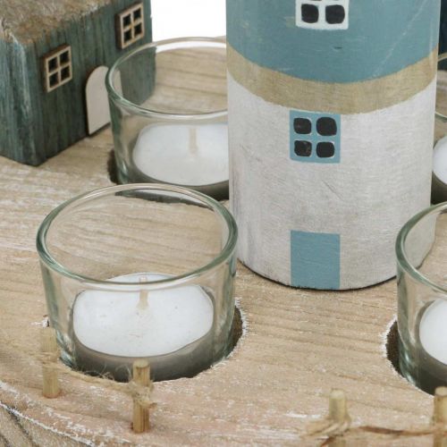 Floristik24 Farol castiçal azul, branco 4 lamparinas Ø25cm A28cm