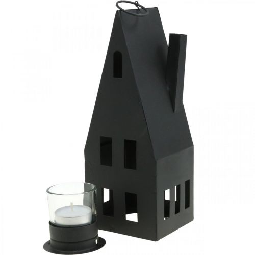 Floristik24 Casa de luz de chá, casa de luz metal preto Ø4.4cm H24cm
