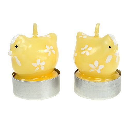 Floristik24 Chá light de frango 5cm amarelo 4pcs