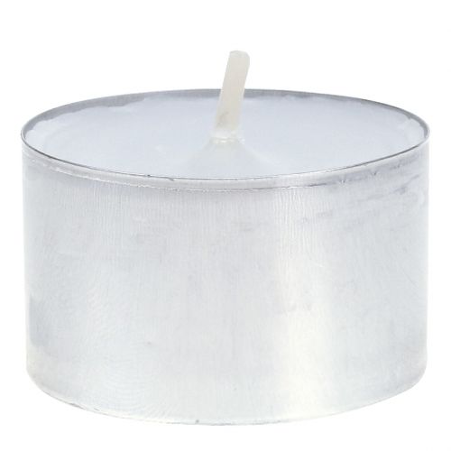 Floristik24 Tealights 75 peças brancas em tigela de alumínio tempo de queima 8 horas