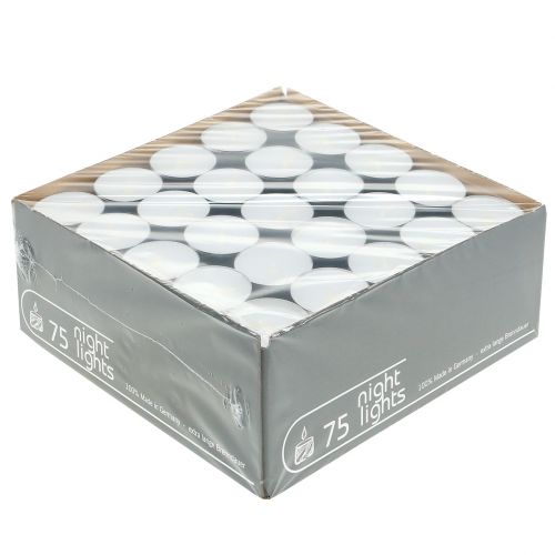 Floristik24 Tealights 75 peças brancas em tigela de alumínio tempo de queima 8 horas