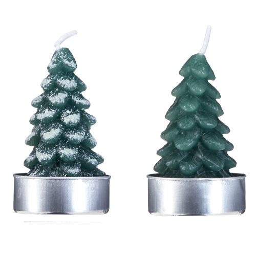 Luzes de chá árvore de Natal verde nevada 6,5 cm 8 unidades