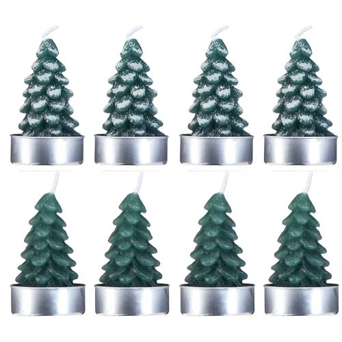 Itens Luzes de chá árvore de Natal verde nevada 6,5 cm 8 unidades