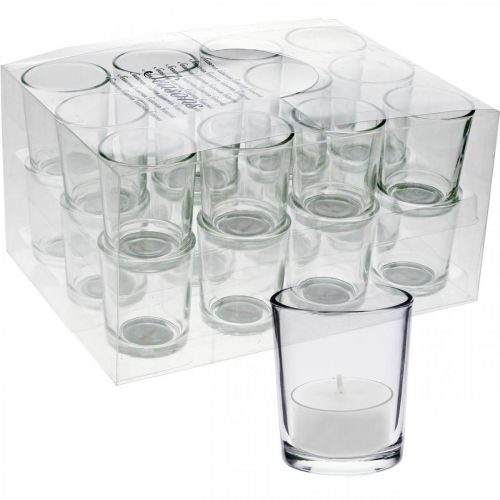 Floristik24 Copos Tealight transparentes Ø5cm Alt.6,5cm 24 unid.