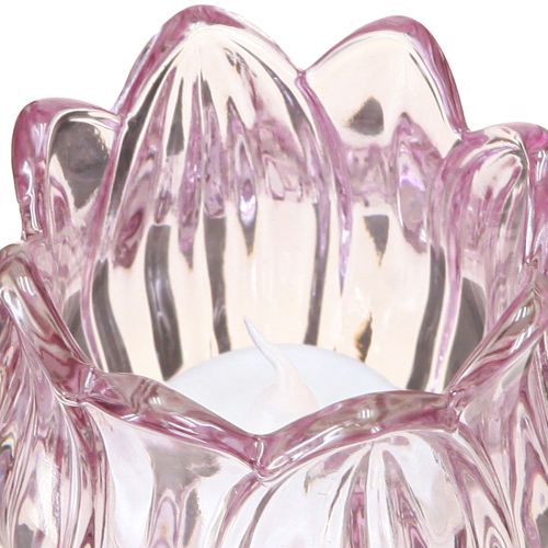 Itens Porta-velas de vidro tulipa tealight vidro roxo Ø7cm H16cm 2 peças