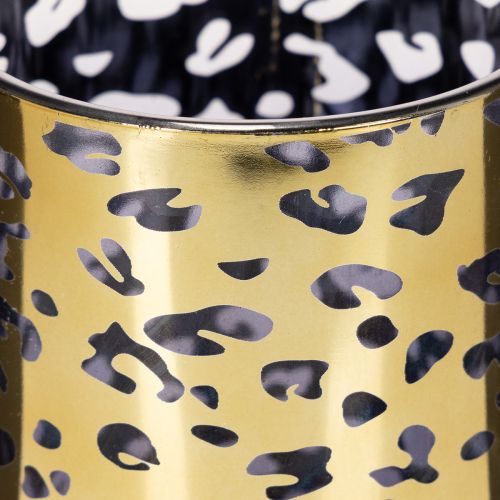 Porta-velas de vidro com estampa de leopardo para decoração de mesa, 12 cm | Floristik24.pt