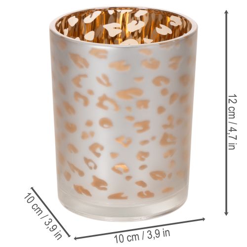 Porta-velas de vidro com estampa de leopardo, 12 cm | Floristik24.pt