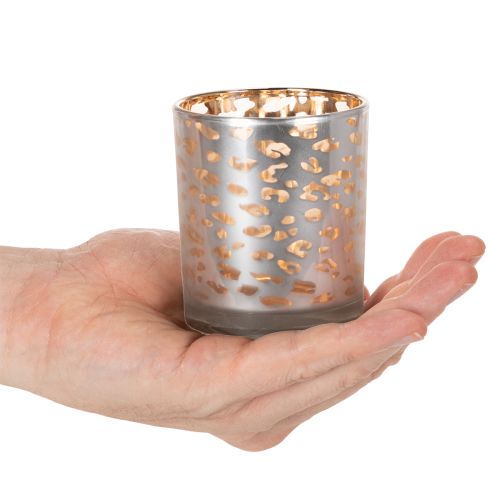 Porta-velas de vidro com estampa de leopardo, bicolor, 8 cm | Floristik24.pt