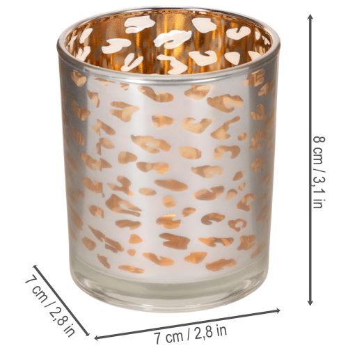 Porta-velas de vidro com estampa de leopardo, bicolor, 8 cm | Floristik24.pt