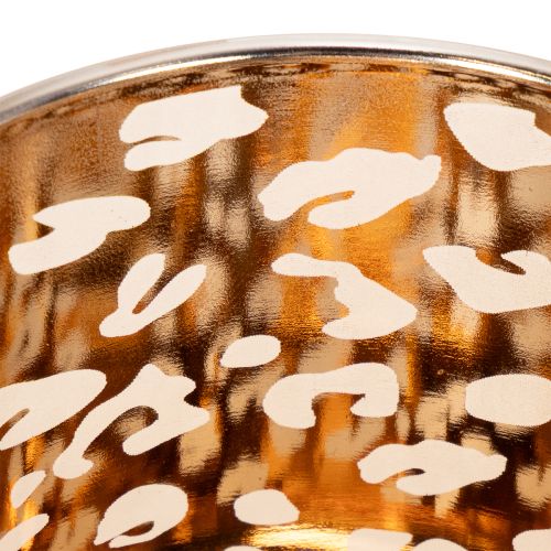 Porta-velas de vidro com estampa de leopardo, bicolor, 8 cm | Floristik24.pt