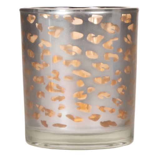 Porta-velas de vidro com estampa de leopardo, bicolor, 8 cm | Floristik24.pt