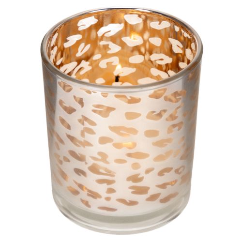 Porta-velas de vidro com estampa de leopardo, bicolor, 8 cm | Floristik24.pt