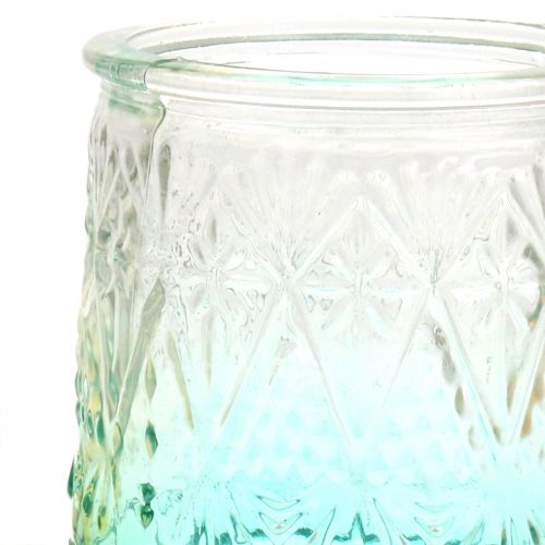 Floristik24 Vidro Tealight laranja / amarelo / turquesa Ø8cm 3 unidades