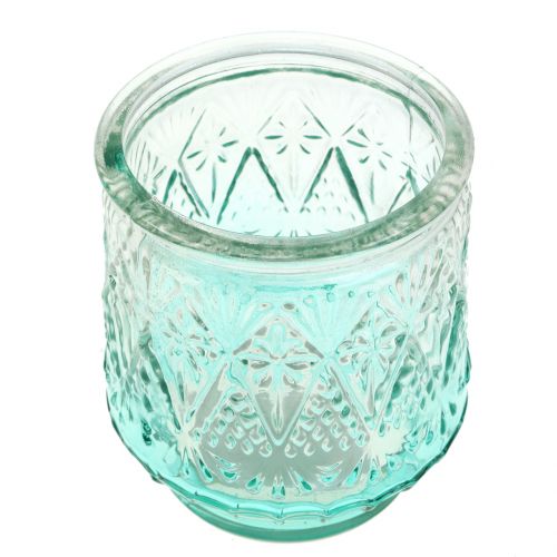 Floristik24 Vidro Tealight laranja / amarelo / turquesa Ø8cm 3 unidades