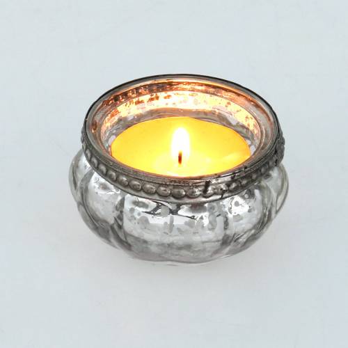 Itens Vidro Tealight em prata antiga com aro de metal Ø6cm A3.5cm