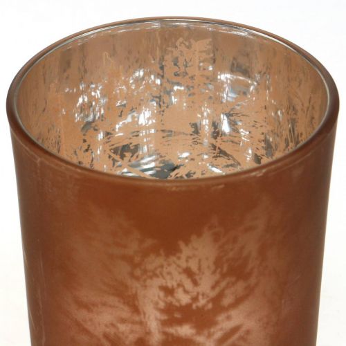 Floristik24 Lanterna de vidro, vidro tealight com motivo de folha, decoração de outono Ø8cm Alt.9cm 2 unidades