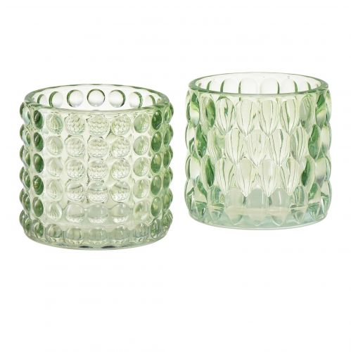 Floristik24 Vidro Tealight lanterna verde vidro colorido Ø9,5cm Alt.9cm 2 unidades