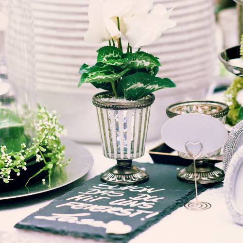 Floristik24 Xícara de vidro com luz de chá camponesa prata H11cm