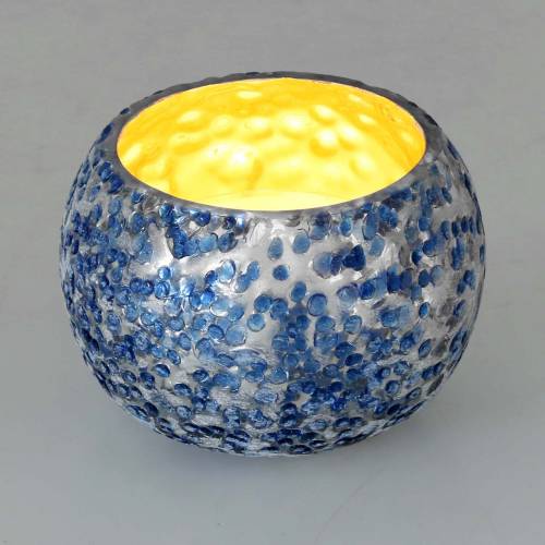 Floristik24 Lanterna de Vidro Prata Azul Ø8,5cm A6cm