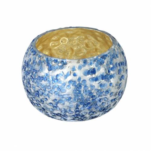 Floristik24 Lanterna de Vidro Prata Azul Ø8,5cm A6cm