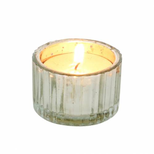 Floristik24 Vidro Tealight vintage prateado de agricultor Ø4,8 cm Alt 3 cm 4 unidades