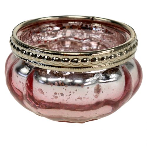 Floristik24 Chá claro vidro rosa Ø6cm H3.5cm