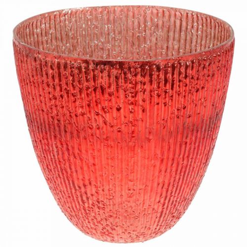 Itens Lanterna de vidro em forma de vela Vaso deco de vidro vermelho Ø21cm A21,5cm