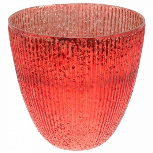 Floristik24 Lanterna de vidro em forma de vela Vaso deco de vidro vermelho Ø21cm A21,5cm