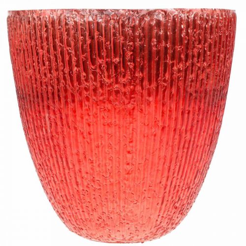 Floristik24 Lanterna de vidro em forma de vela Vaso deco de vidro vermelho Ø21cm A21,5cm