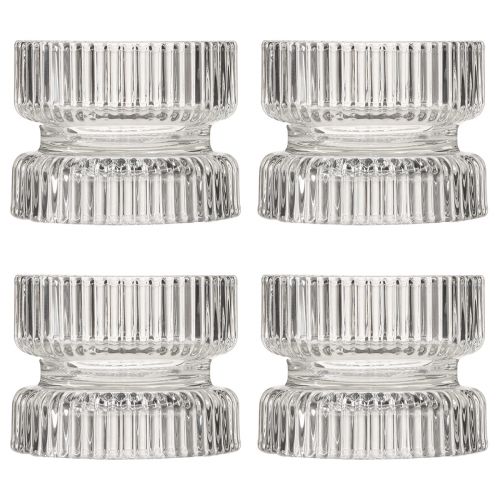 Itens Suporte para velas em vidro canelado decorativo transparente Ø9cm Alt.7cm 4 un