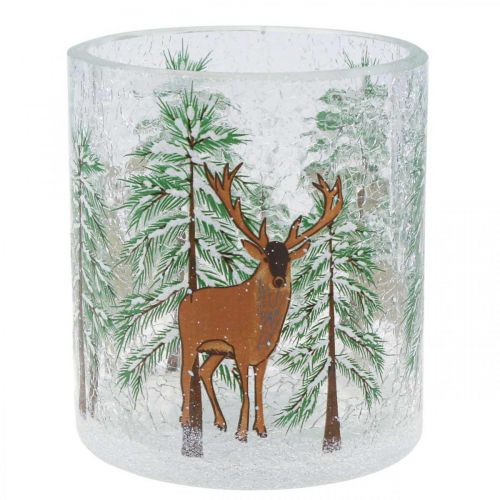 Floristik24 Suporte para velas de vidro Natal Crackle vidro tealight Alt.10cm