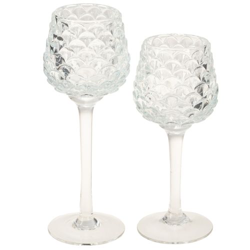 Suporte para velas em cone de vidro com base H19,5/22,5 cm, conjunto de 2