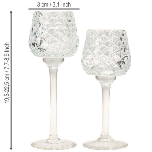 Itens Suporte para velas em cone de vidro com base H19,5/22,5 cm, conjunto de 2