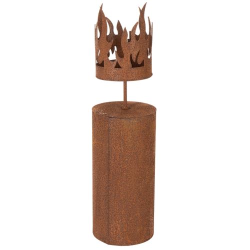 Porta-velas em formato de vela pequena, decoração rústica, metal com pátina, 36 cm de altura. | Floristik24.pt