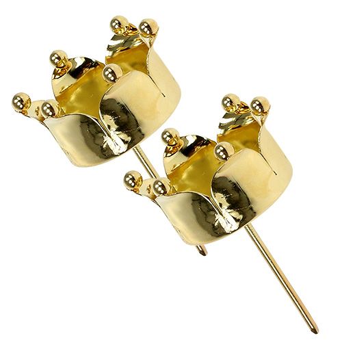 Floristik24 Suporte de luz de chá coroa ouro Ø4.8cm 4pcs