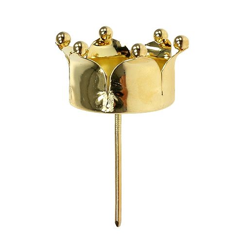 Floristik24 Suporte de luz de chá coroa ouro Ø4.8cm 4pcs