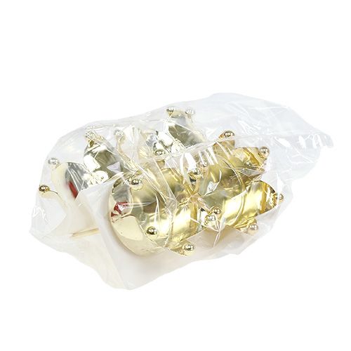 Floristik24 Suporte de luz de chá coroa ouro Ø4.8cm 4pcs