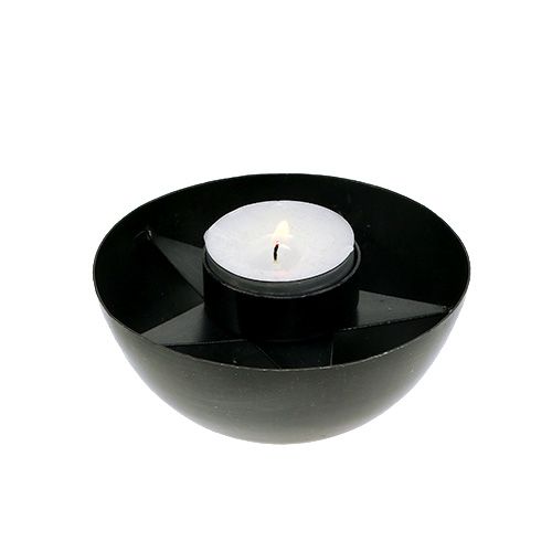 Floristik24 Suporte de luz Tealight de metal Ø10cm H4cm preto 1p