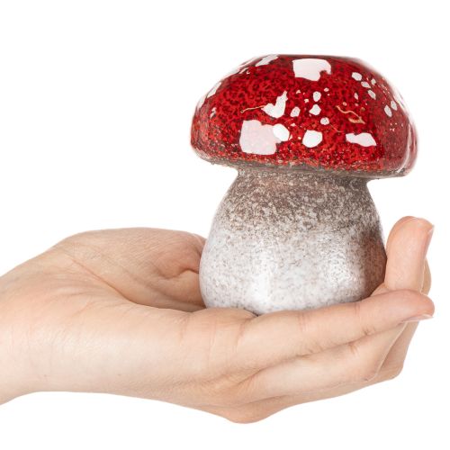 Cogumelo decorativo, amanita muscaria, suporte para vela tealight para decoração de mesa, 9 cm | Floristik24.pt