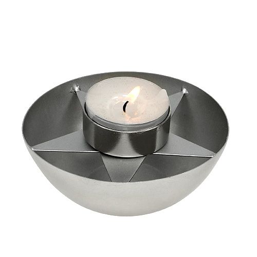 Floristik24 Suporte de luz de chá prata Ø10cm H4cm 1 peça