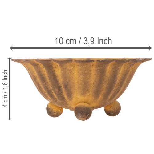 Porta-velas vintage, pequeno recipiente, metal cor de ferrugem, Ø10cm, A4,5cm | Floristik24.pt