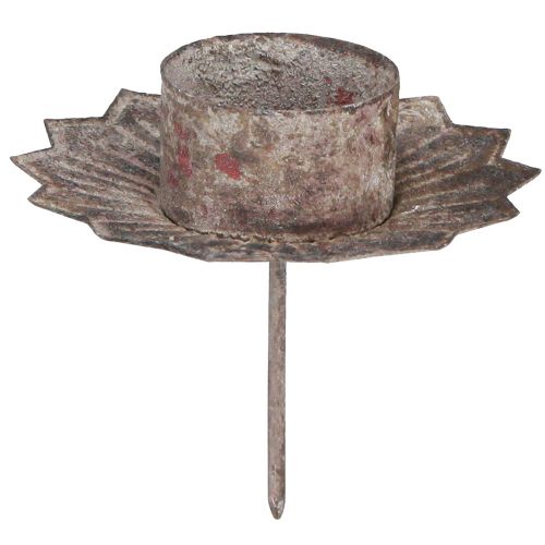Floristik24 Suporte para velas vintage para velas para colar cinza Ø9cm H8,5cm 4 peças