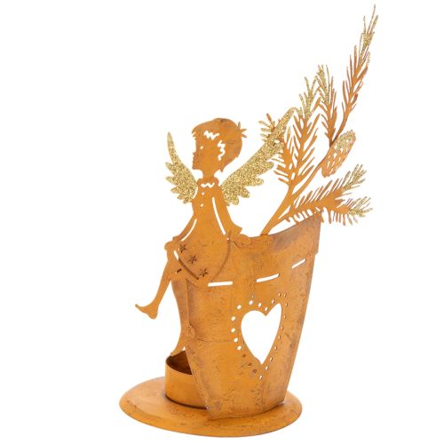 Porta-velas natalino, decoração de anjo, decoração rústica, Ø8cm A18cm comprar | Floristik24.pt